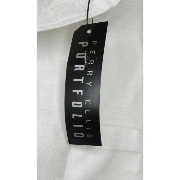 Portfolio Perry Ellis Grandad collar 15 1/2 32/33 White Dress Shirt 3K1660 - Picture 4 of 9